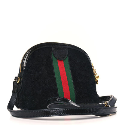 Gucci Suede Patent Web GG Small Ophidia Dome Shoulder Bag Black 3 of 9