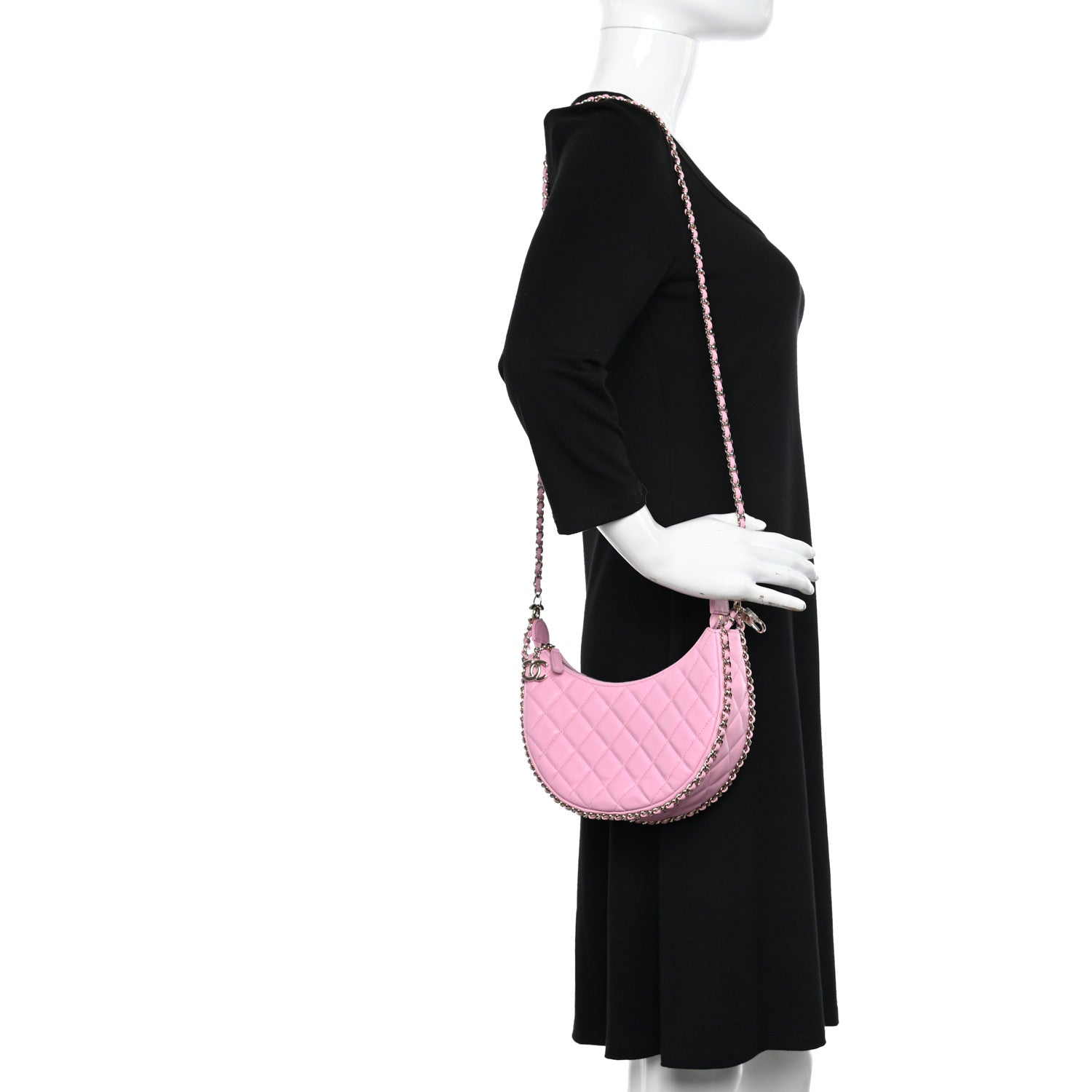 Chanel Lambskin Quilted Small Hobo Bag Pink 2 of 11