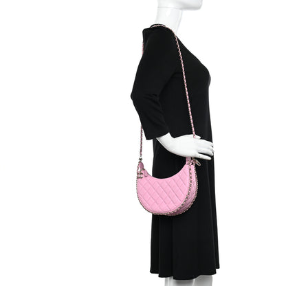 Chanel Lambskin Quilted Small Hobo Bag Pink 2 of 11