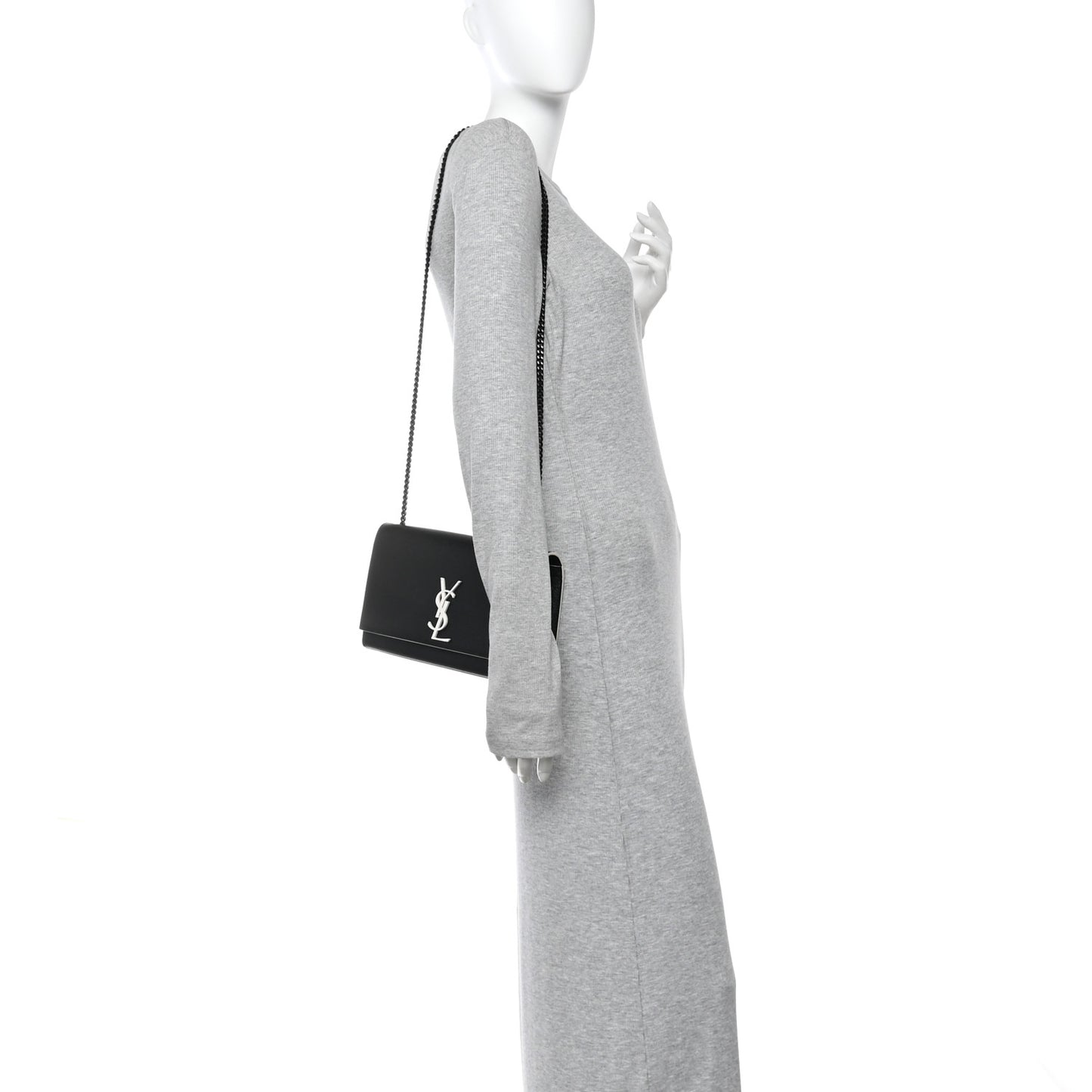 Grain De Poudre Medium Classic Monogram Kate Satchel Black White