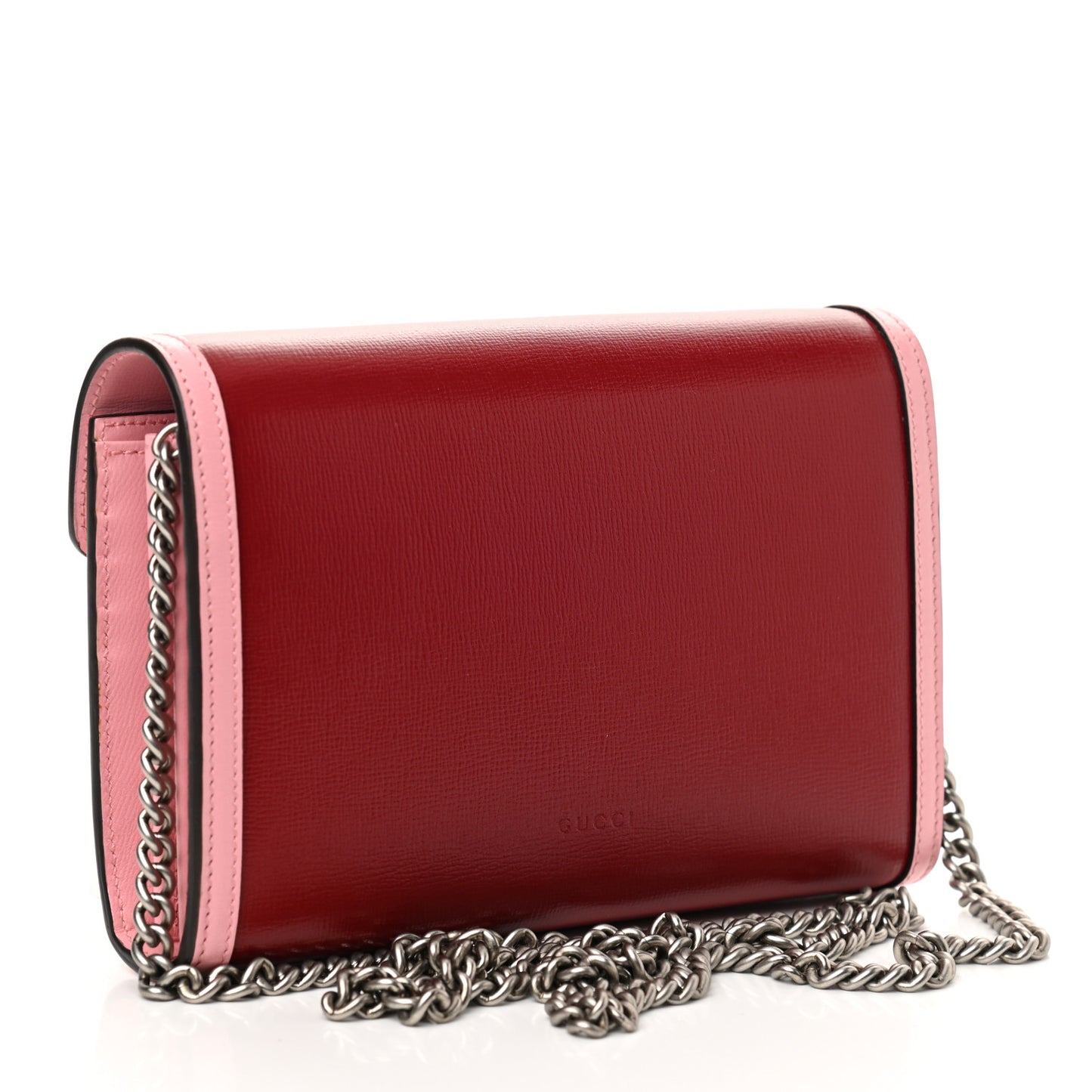 Azalea Calfskin Enamel Mini Dionysus Chain Wallet New Cherry Red Wild Rose Off White