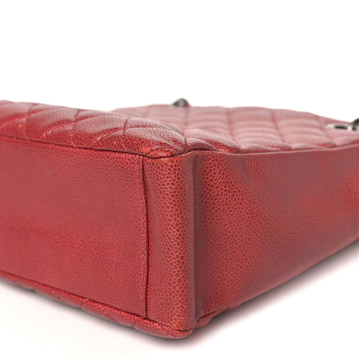Caviar Quilted Petit Shopping Tote PST Red