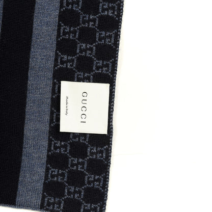 Gucci Wool Tricot GG Monogram Web New Lunicart Scarf Nile Blue 3 of 4
