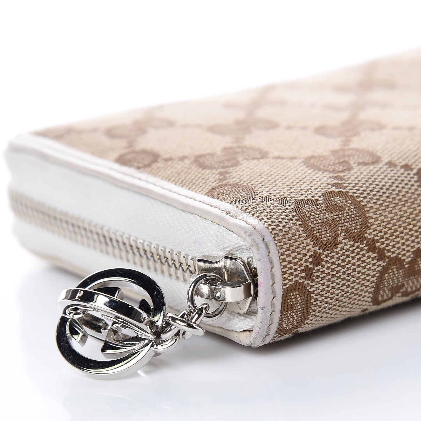 Monogram Large Twins Zip Around Wallet Beige Ebony White