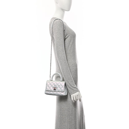 Chanel Iridescent Caviar Quilted Extra Mini Coco Handle Flap Light Blue 2 of 10