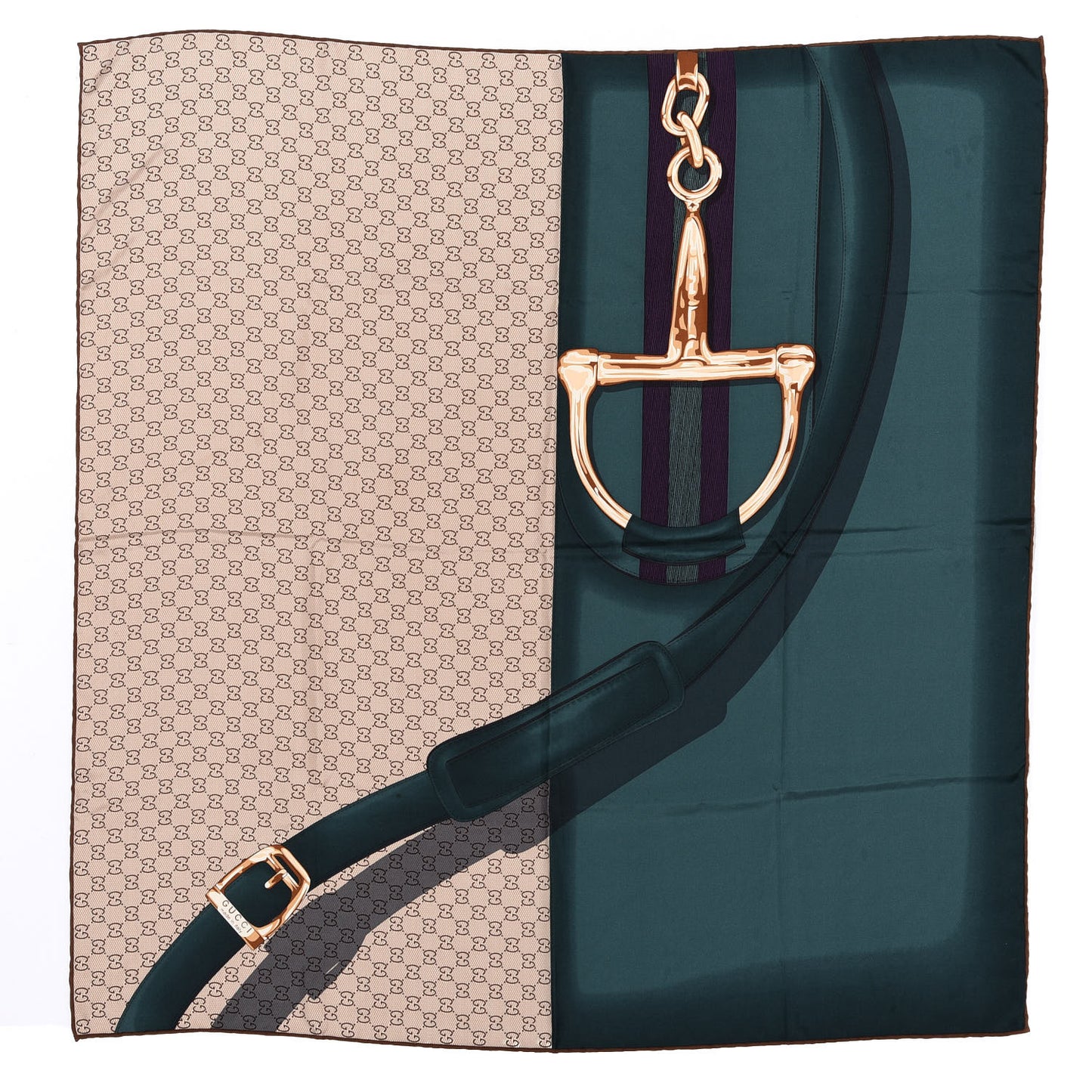 Silk Monogram Horsebit Square Scarf