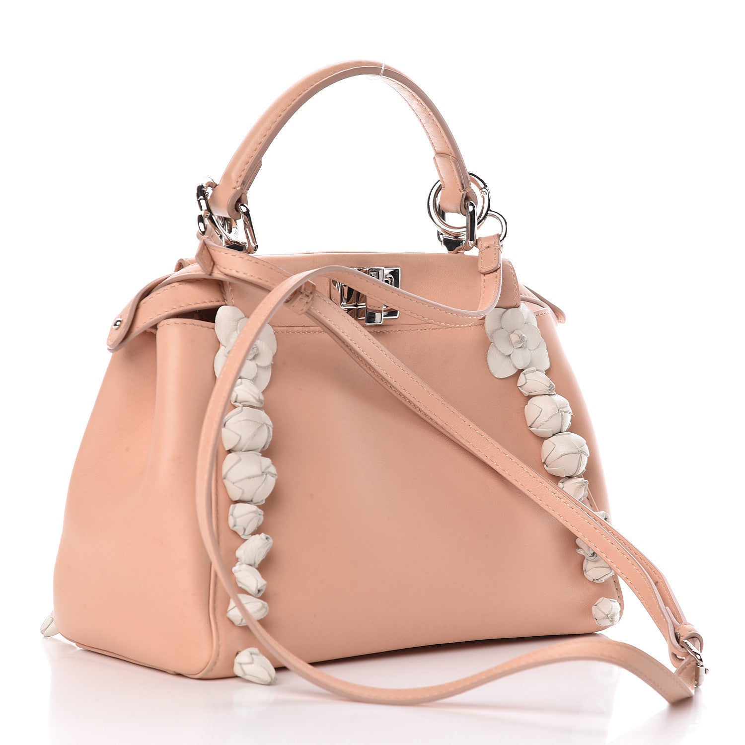 Fendi Nappa Rosebud Mini Peekaboo Iconic Satchel Baby Pink 4 of 20