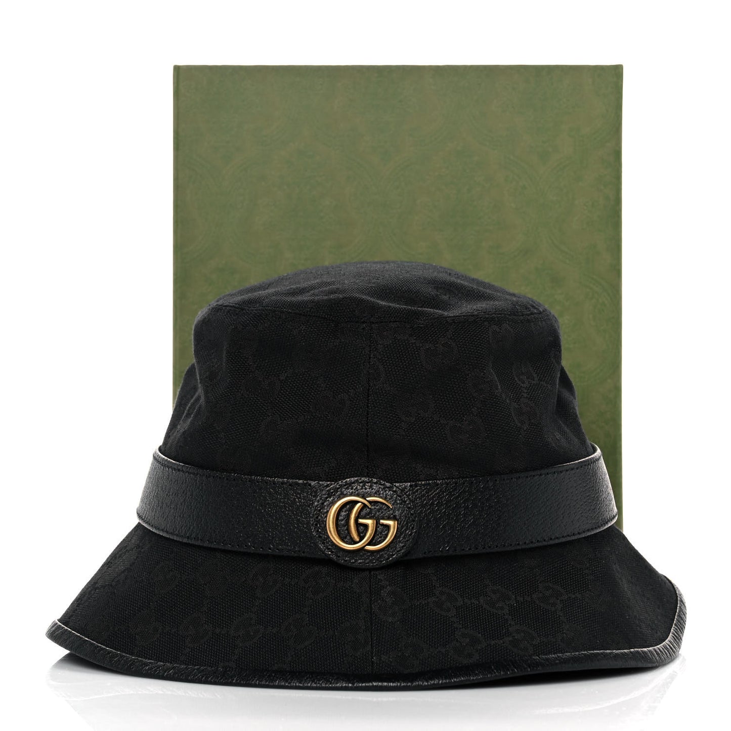 Monogram Textured Dollar Calfskin GG Jago Bucket Hat M Black