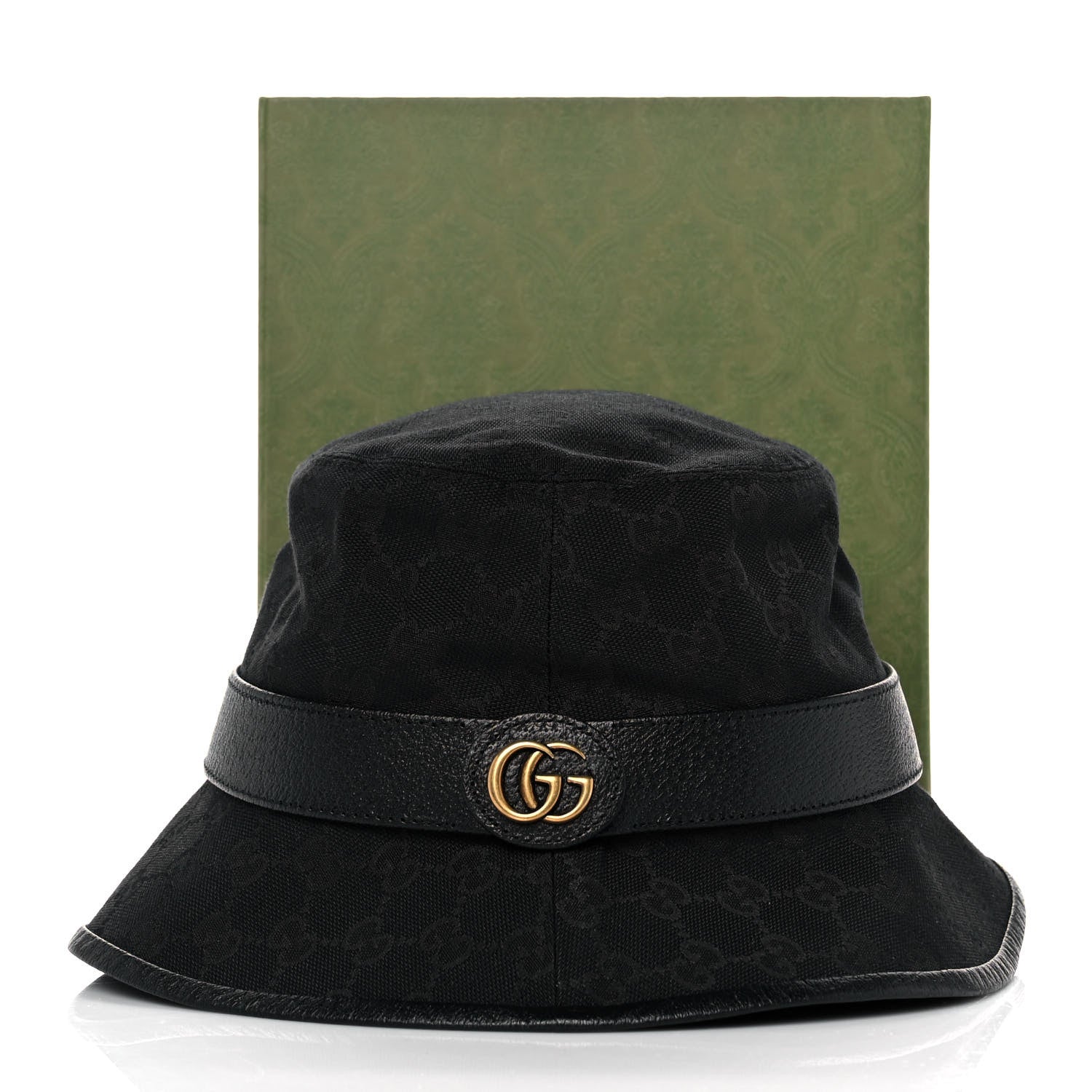 Gucci Monogram Textured Dollar Calfskin GG Jago Bucket Hat M Black 7 of 7