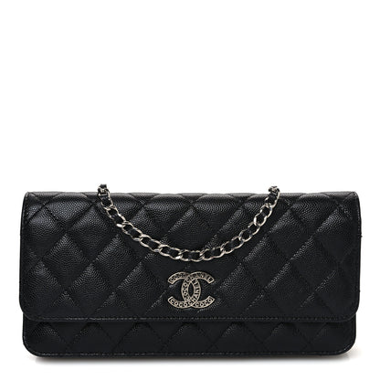 Chanel Caviar Quilted Coco Chanel Logo Clutch With Chain Flap Black 1 of 11