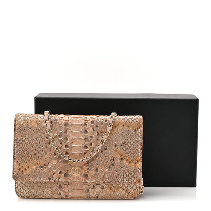 Chanel Metallic Snakeskin Wallet On Chain WOC Ivory Gold 14 of 14
