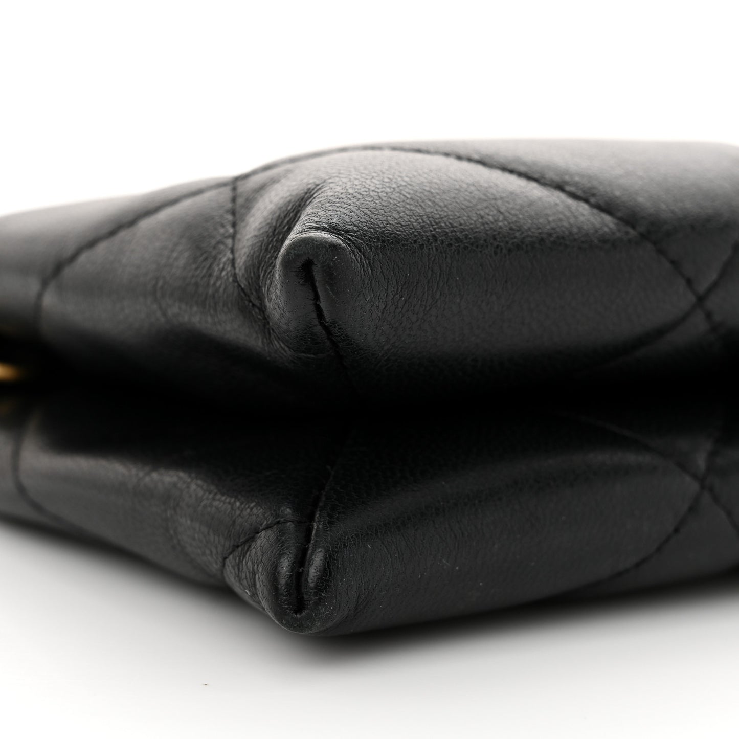 Shiny Goatskin Quilted Small Chanel 19 Pouch With Handle Black