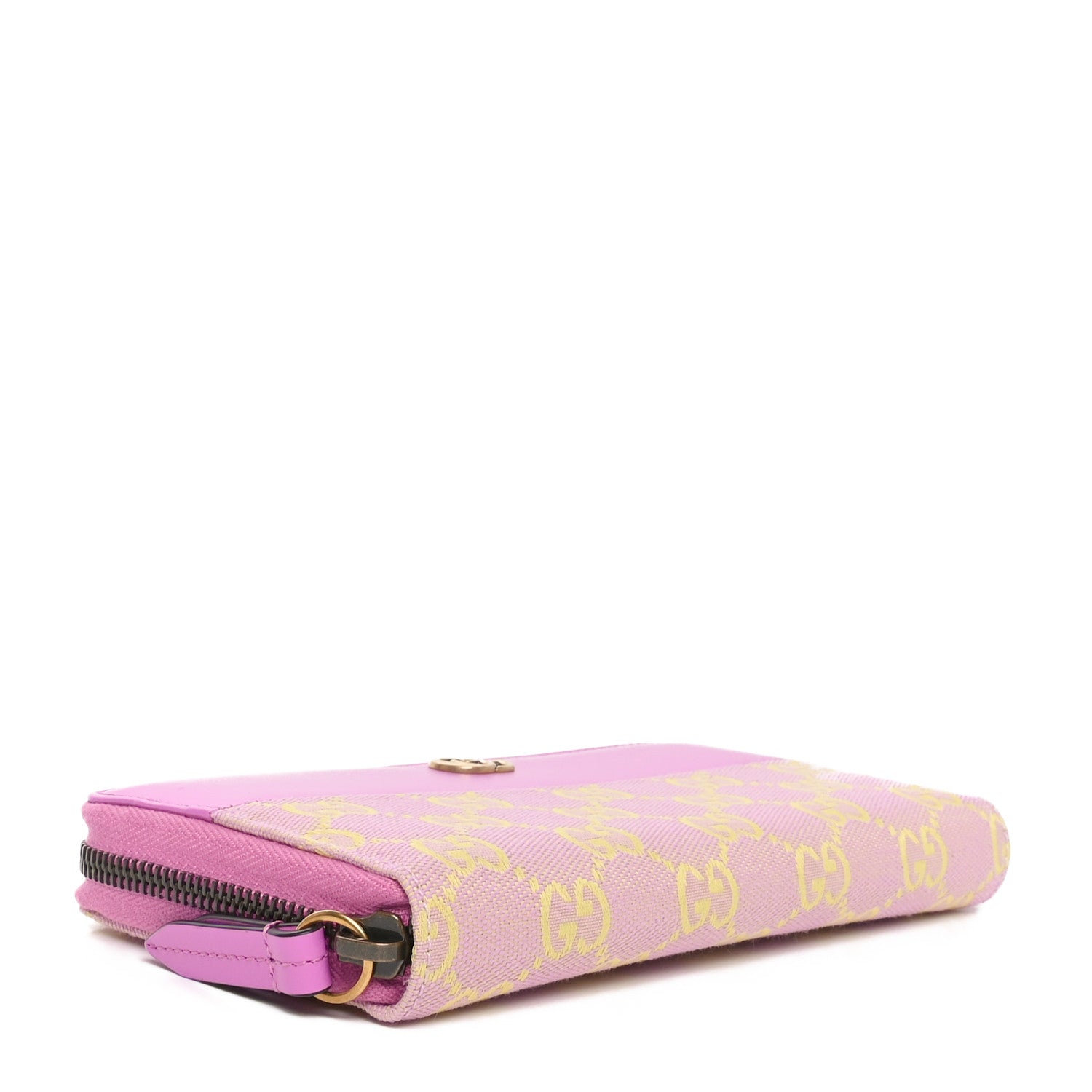 Gucci Calfskin GG Monogram GG Marmont Zip Around Wallet Lilac Yellow 4 of 10