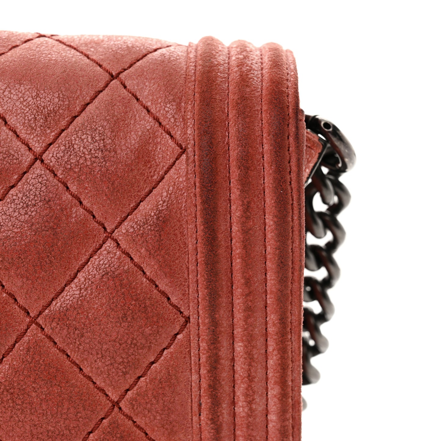 Iridescent Calfskin Quilted Small Gentle Square Boy Flap Red