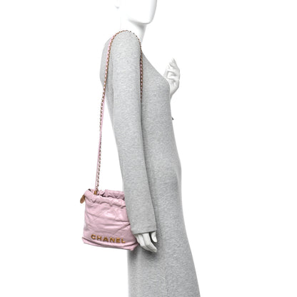 Chanel Shiny Calfskin Quilted Mini Chanel 22 Pink 2 of 10
