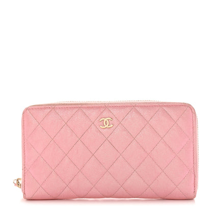 Chanel Iridescent Caviar Quilted Large Zip Around Organizer Wallet Pink 1 of 19