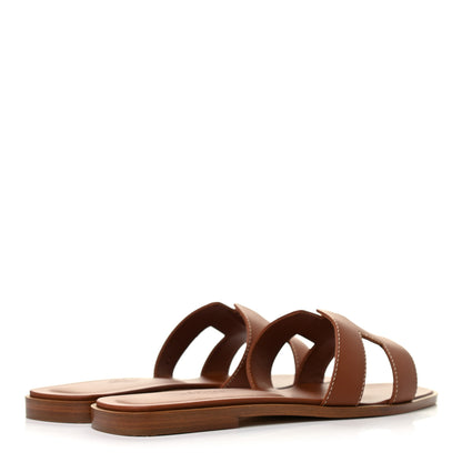 Hermes Box Calfskin Oran Sandals 38 Gold 4 of 8