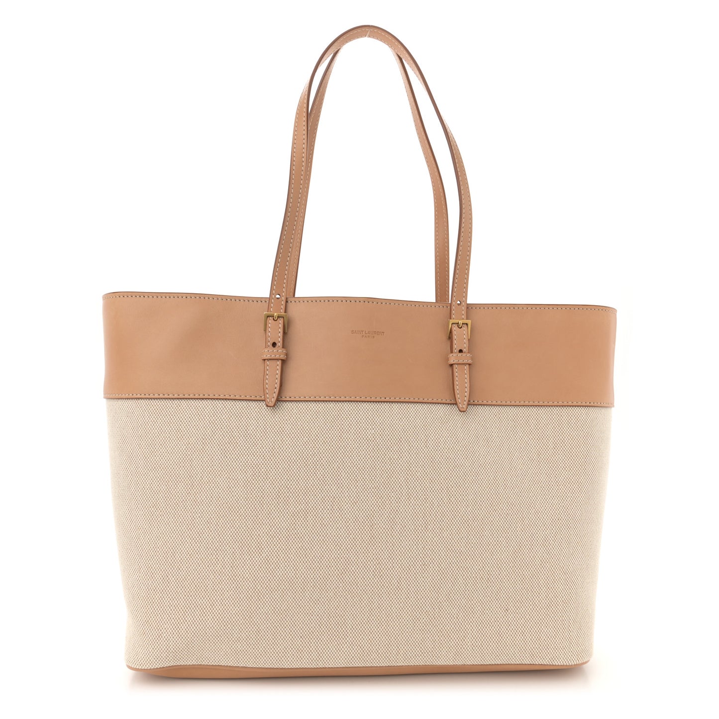 Canvas Calfskin Medium Shopper Tote Naturale Beige