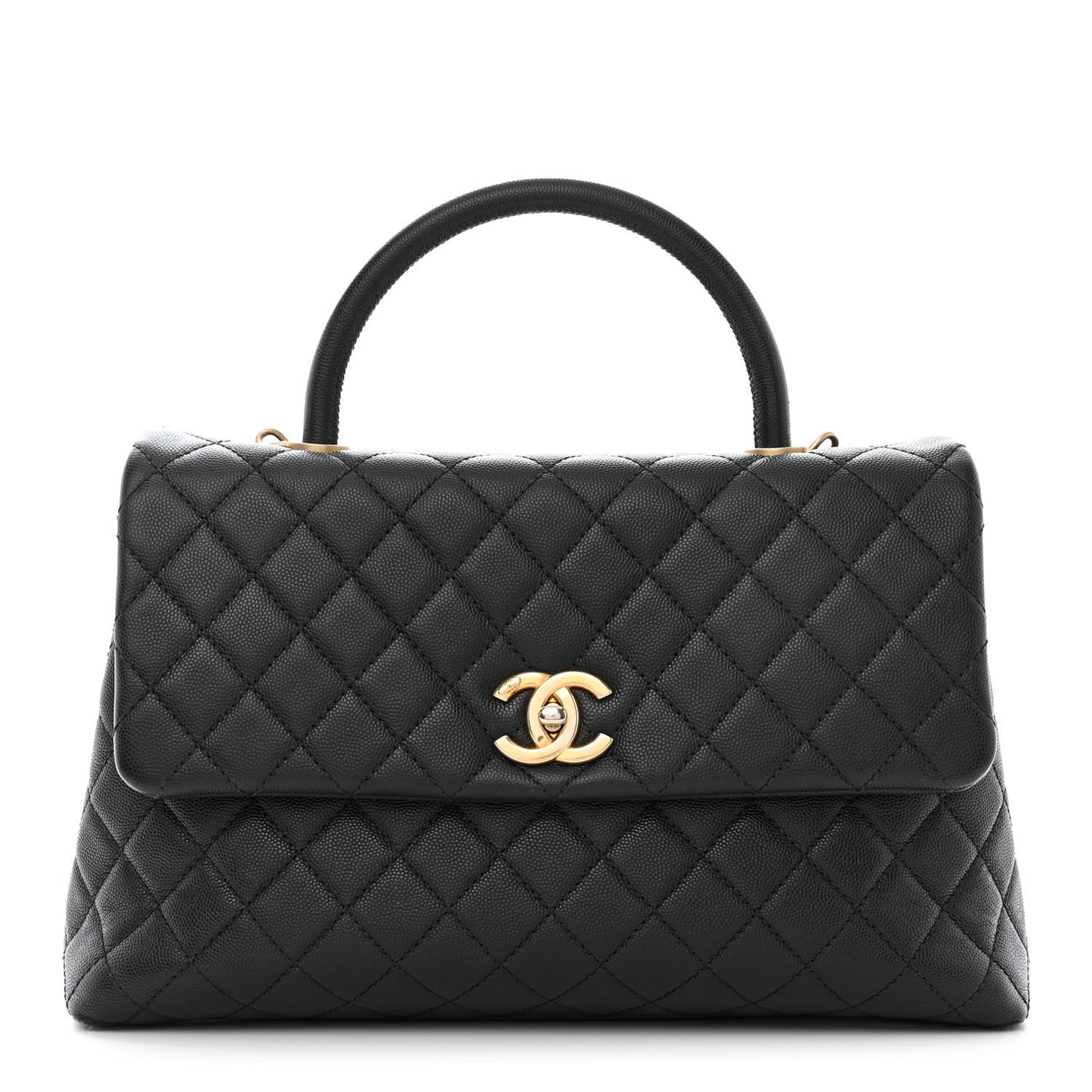 Caviar Quilted Medium Coco Handle Flap Black