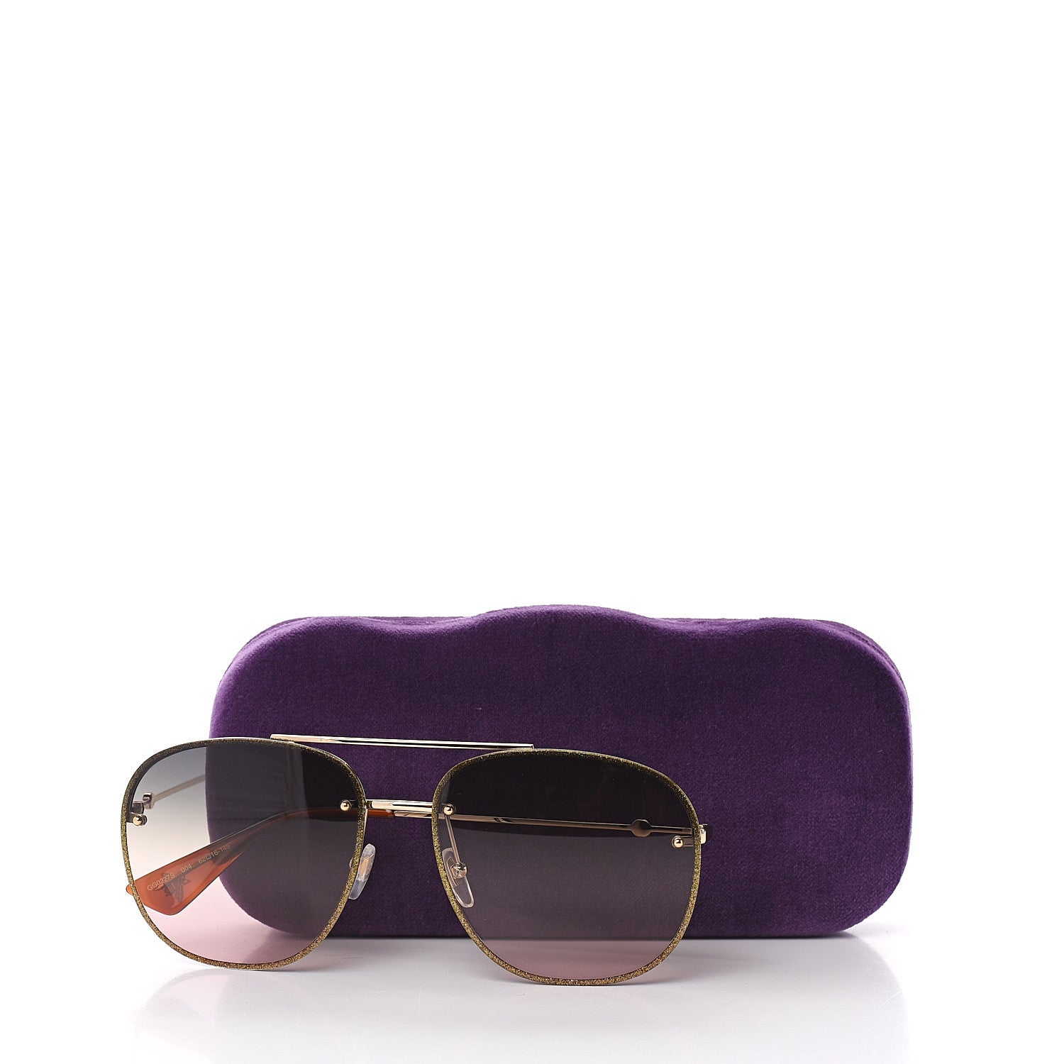 Gucci Metal Glitter Aviator Sunglasses G0227S Gold 7 of 7