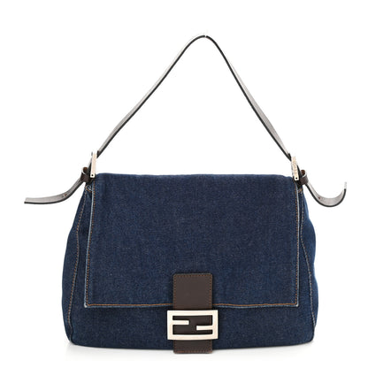 Fendi Denim Mama Baguette Blue 1 of 8