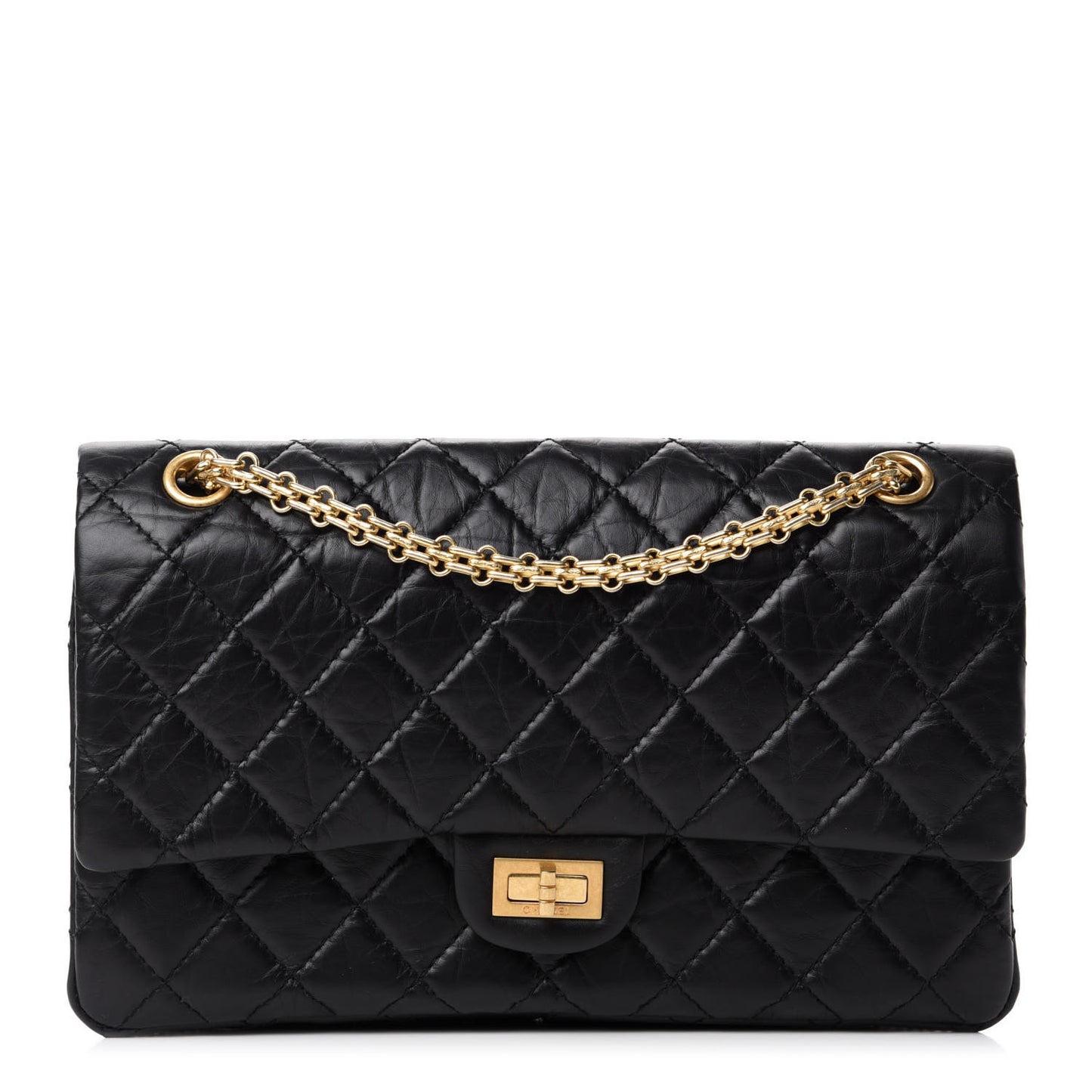 Aged Calfskin Quilted 2.55 Reissue 226 Flap Black
