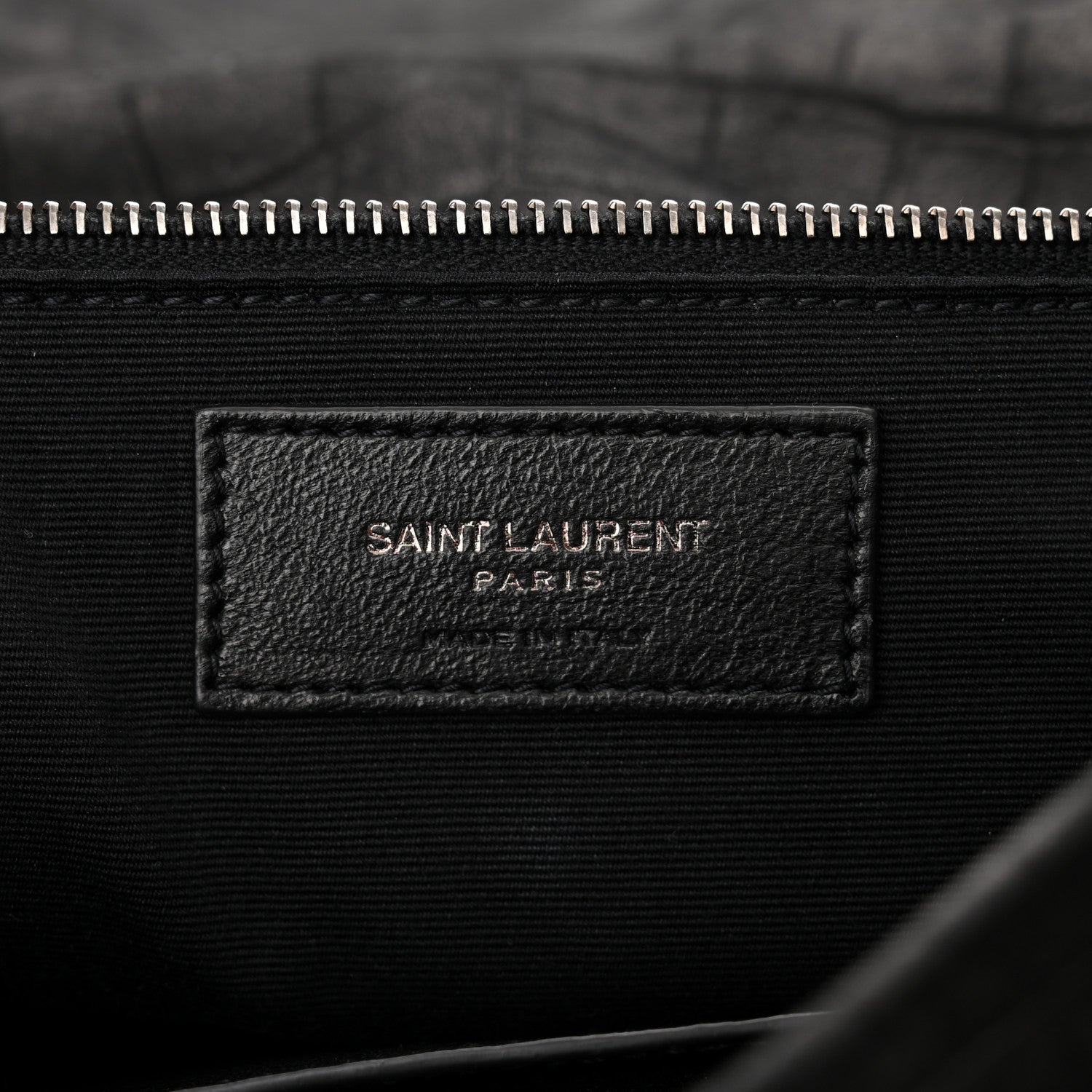 Saint Laurent Nubuck Crocodile Embossed Monogram Medium Niki Chain Satchel Black 6 of 10