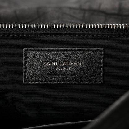 Saint Laurent Nubuck Crocodile Embossed Monogram Medium Niki Chain Satchel Black 6 of 10