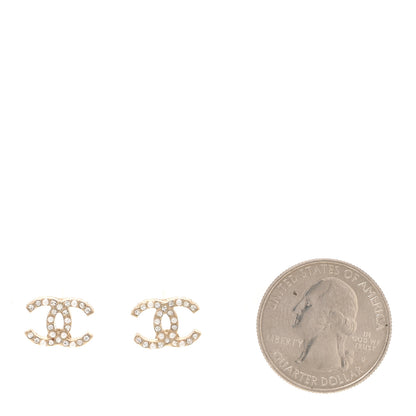 Chanel Pearl Crystal CC Earrings Light Gold 2 of 4