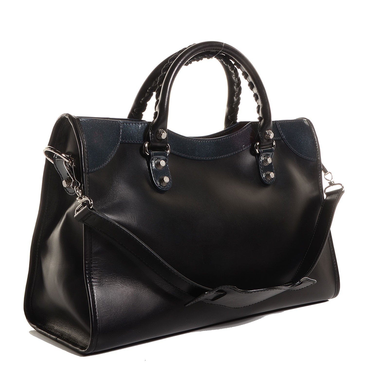 Balenciaga Smooth Calfskin Metallic Patent Giant 12 Silver Hardware City Black Gris 3 of 10