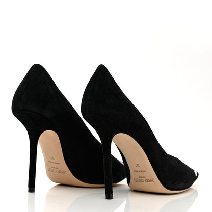 Jimmy Choo Suede Love Logo 100 Pumps 37 Black White 4 of 11