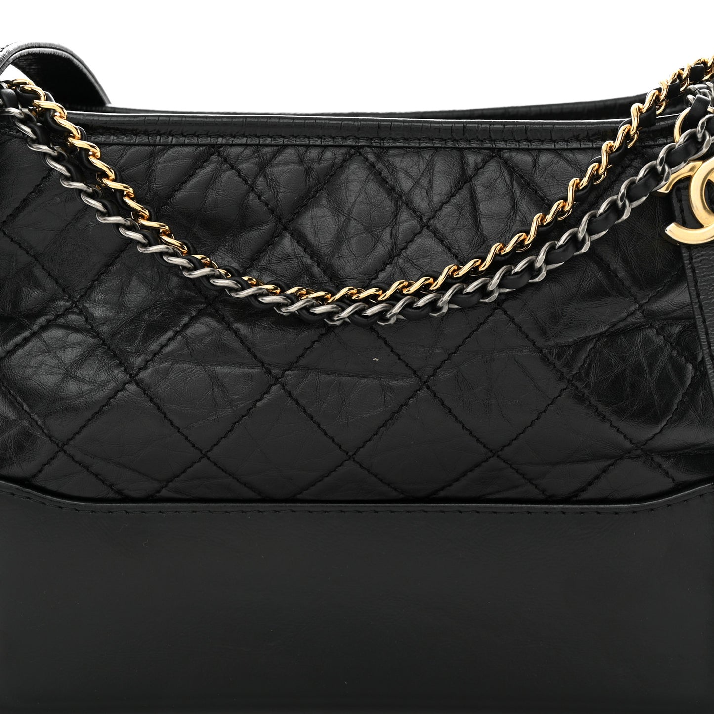 Aged Calfskin Quilted New Medium Gabrielle Hobo Black