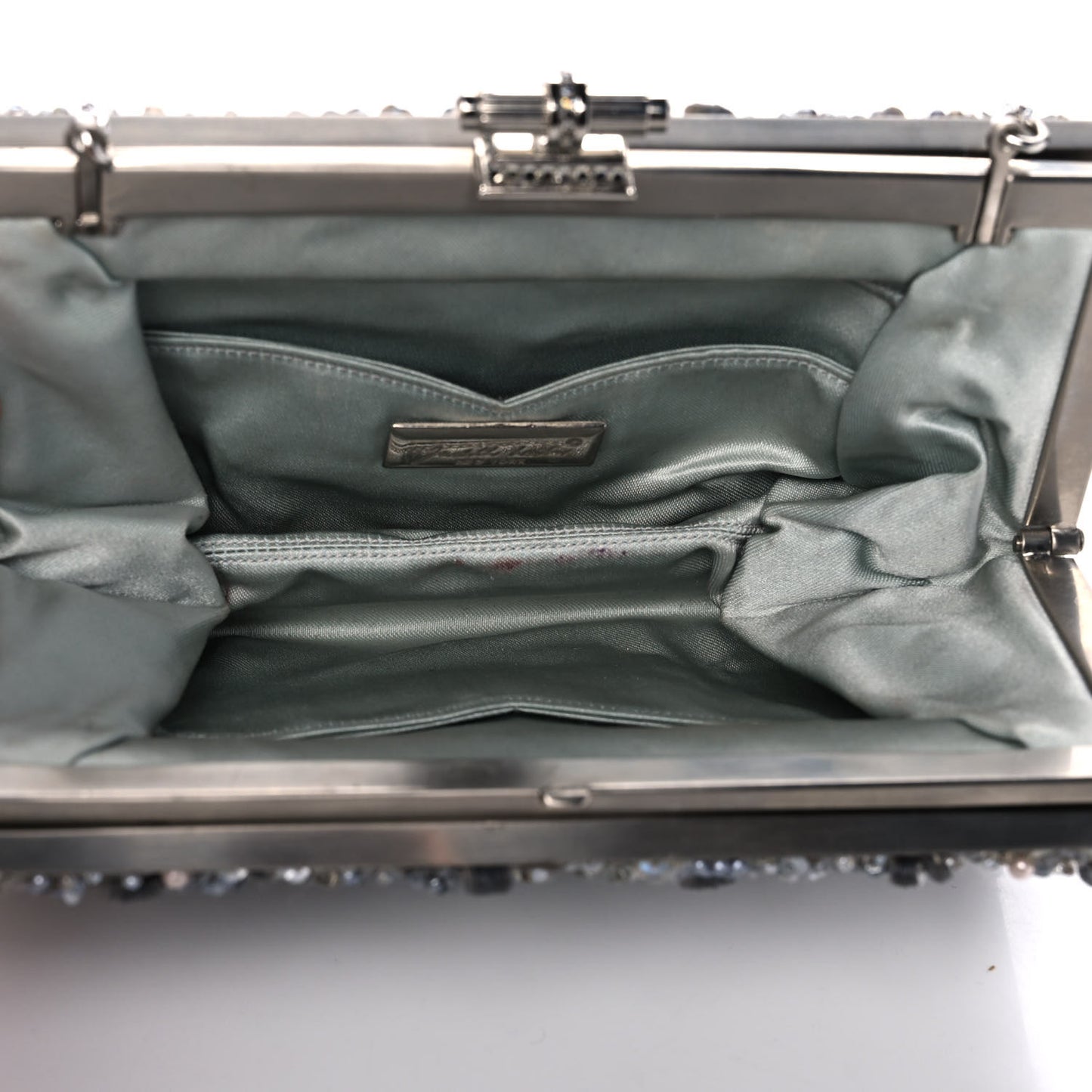 Crystal Sequin Embellished Minaudiere Clutch Silver
