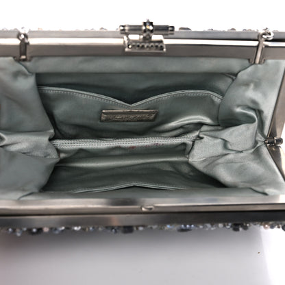 Judith Leiber Crystal Sequin Embellished Minaudiere Clutch Silver 5 of 14