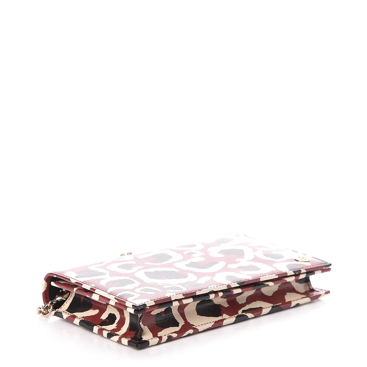 Gucci Patent Leopard Print Betty Chain Wallet Brick Red Black 6 of 9