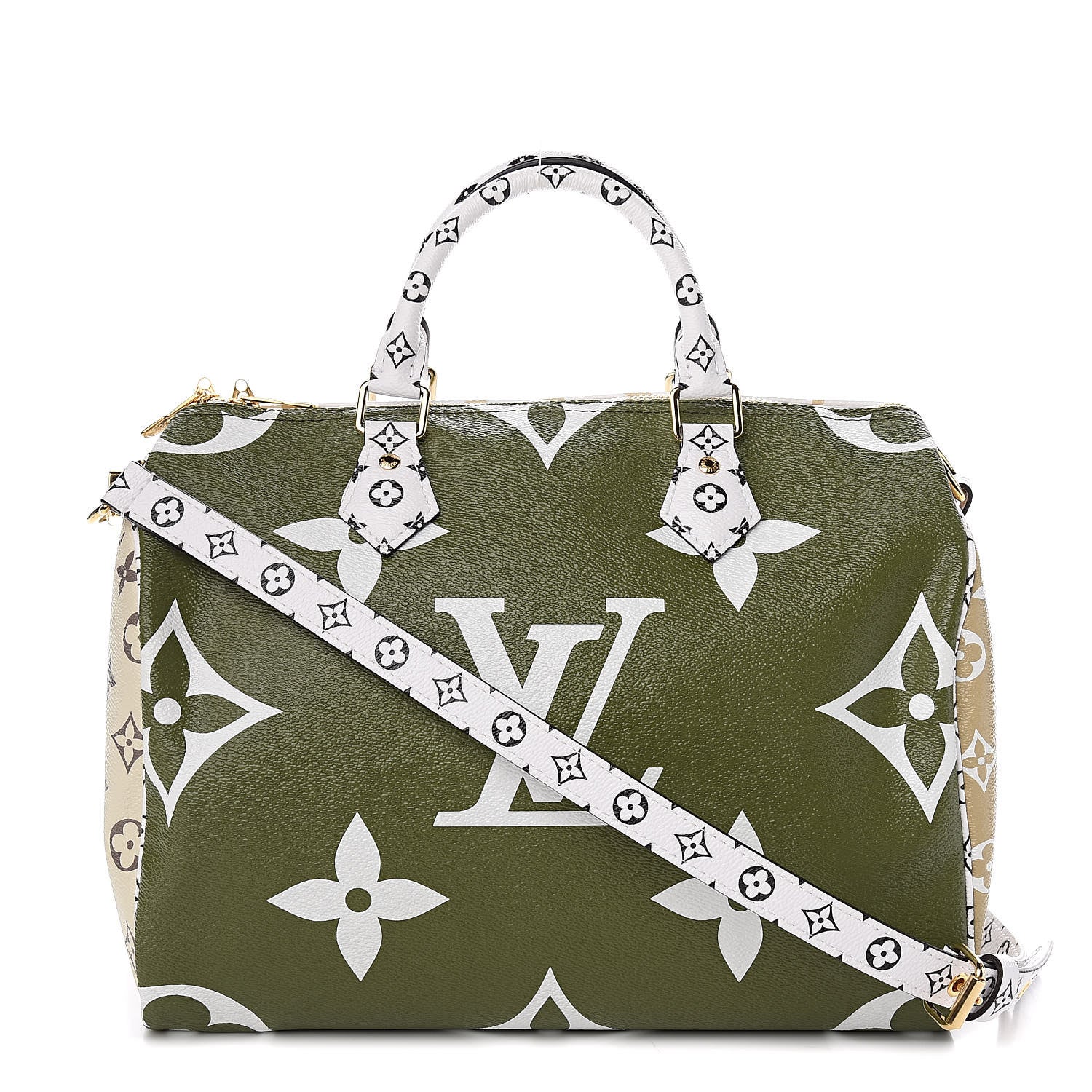 Louis Vuitton Monogram Giant Speedy Bandouliere 30 Kaki Beige 1 of 10