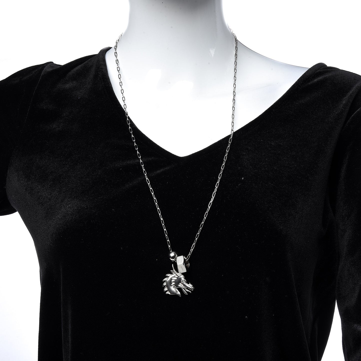 Palladium Talismans Dragon H Pendant Necklace