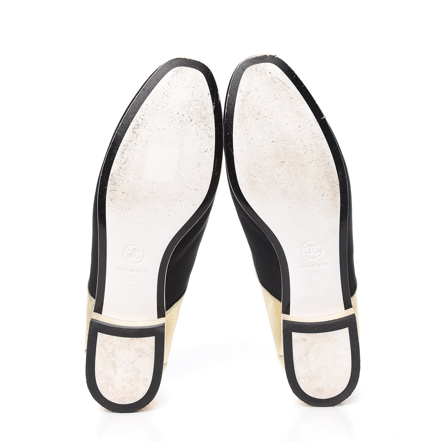 Metallic Lambskin CC Lace Up Oxfords 38 Dark Gold