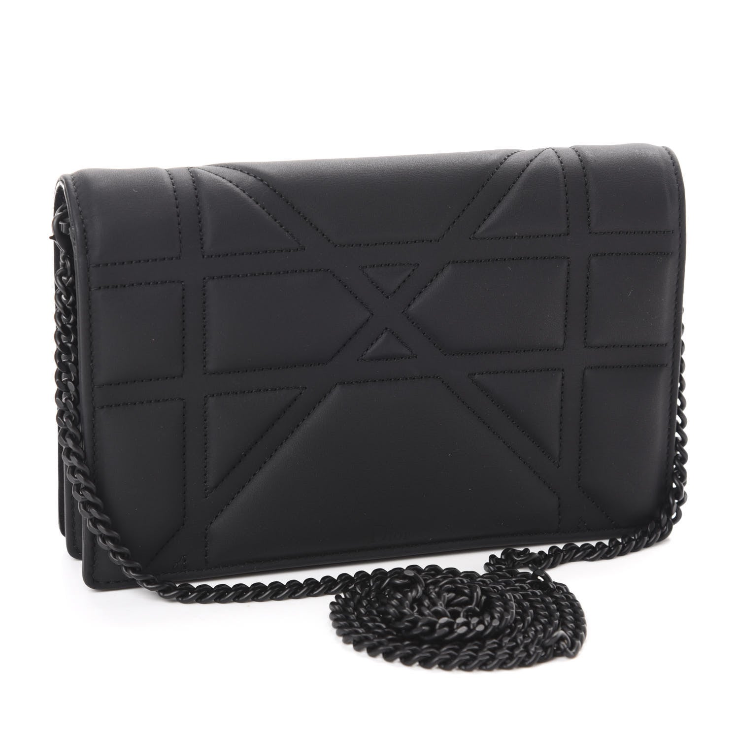 Christian Dior Ultra Matte Calfskin Diorama Wallet on Chain Pouch Black 3 of 11