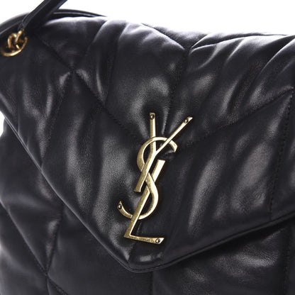 Saint Laurent Lambskin Quilted Medium Loulou Puffer Monogram Chain Satchel Black 13 of 13