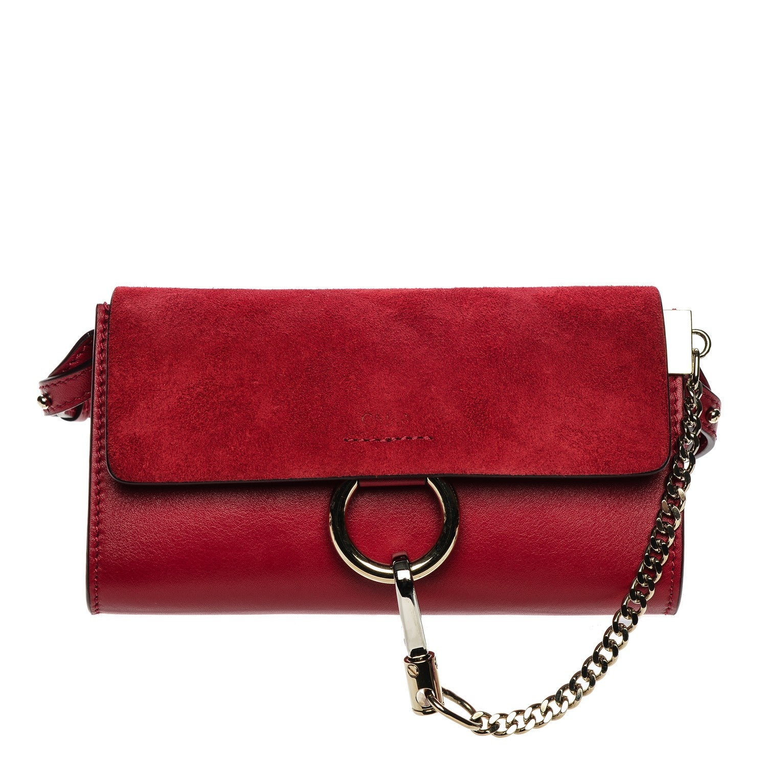 Chloe Suede Calfskin Mini Faye Shoulder Bag Tulip Red 1 of 11