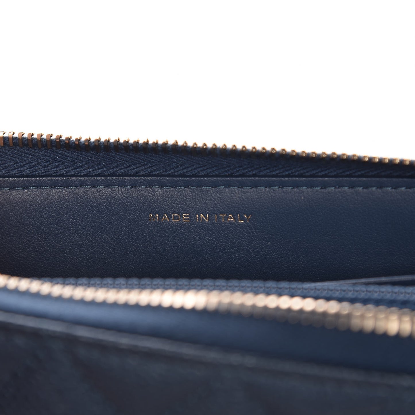 Metallic Caviar Quilted Large Gusset Zip Around Wallet Dark Blue