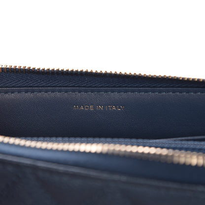 Chanel Metallic Caviar Quilted Large Gusset Zip Around Wallet Dark Blue 7 of 11
