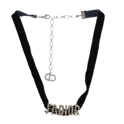 Christian Dior Velvet Crystal J’Adior Choker Necklace Black 3 of 5