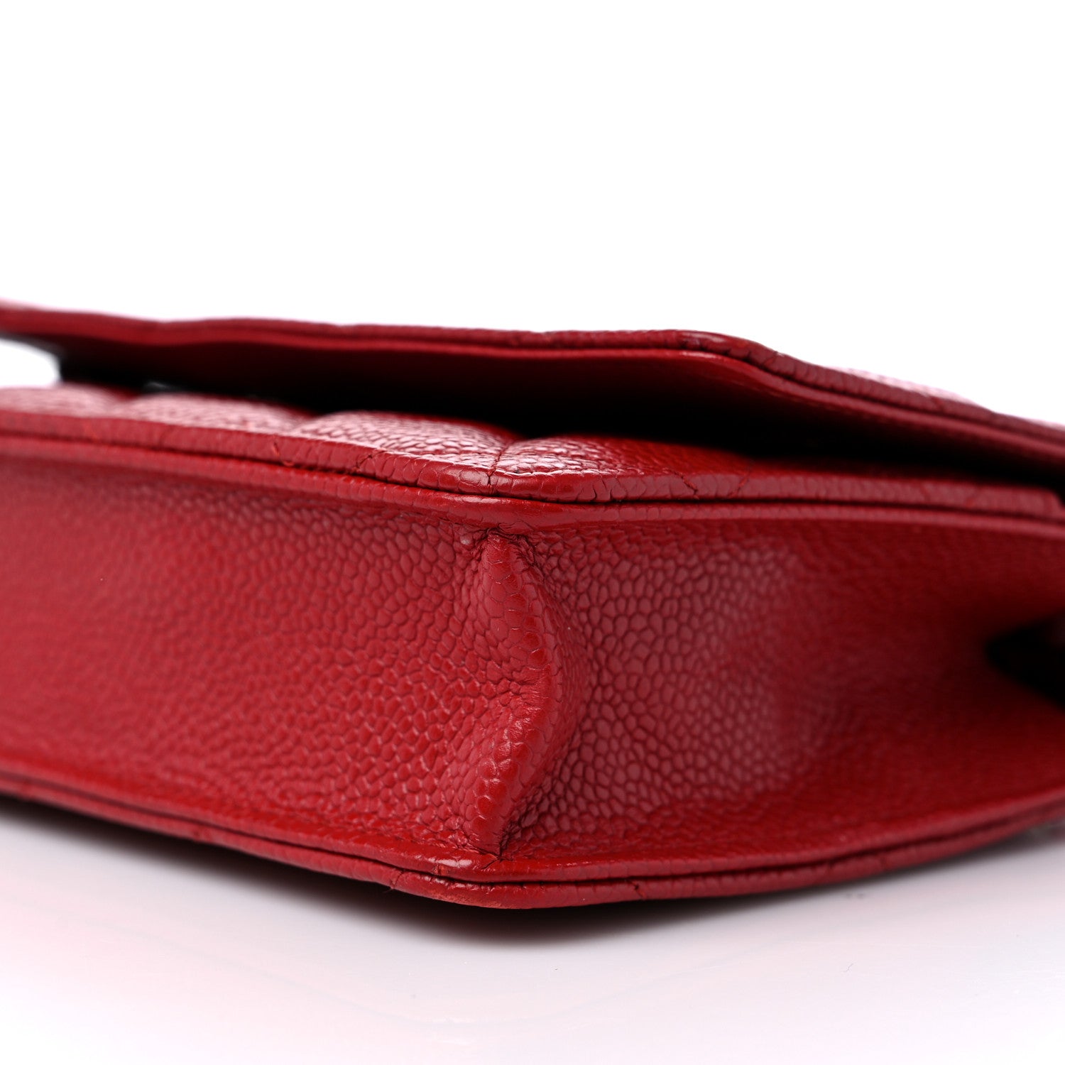 Chanel Caviar Quilted Wallet on Chain WOC Dark Red 11 of 14