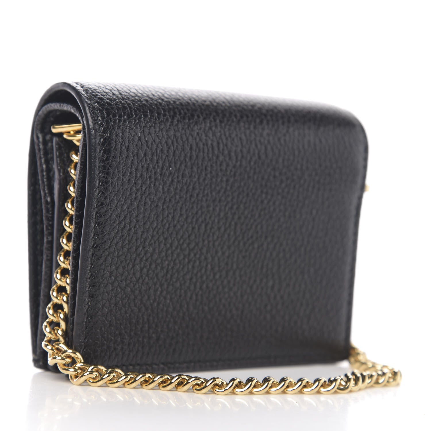 Gucci Grainy Calfskin Zumi Chain Card Case Wallet Black 2 of 9