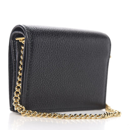 Gucci Grainy Calfskin Zumi Chain Card Case Wallet Black 2 of 9