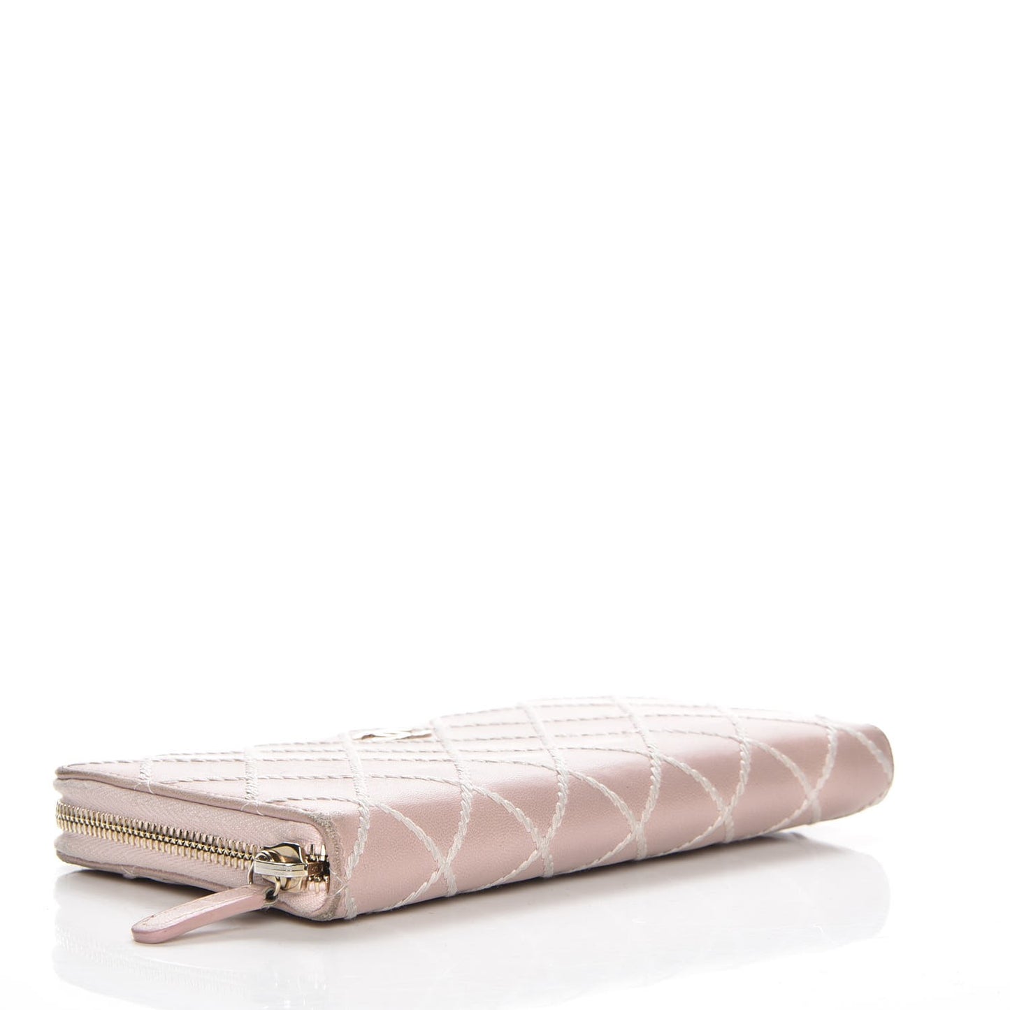 Lambskin Fancy CC Large Zip Around Wallet Pink