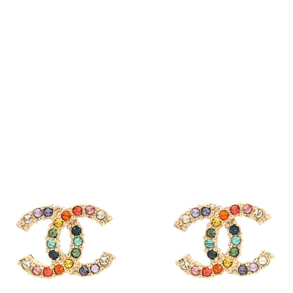 Chanel Crystal Over The Rainbow CC Earrings Gold Multicolor 1 of 5