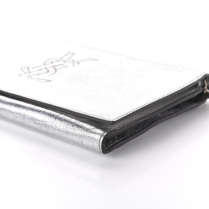 Saint Laurent Metallic Crinkled Calfskin Belle de Jour Chain Clutch Silver 7 of 9